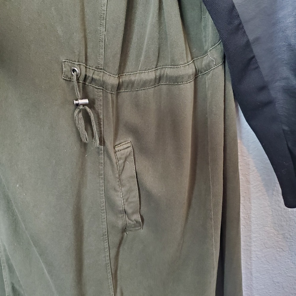 Torrid Anorak Jacket Twill Fabric Faux Leather Sleeves Dark Green Black Sz 3XL - Picture 6 of 16